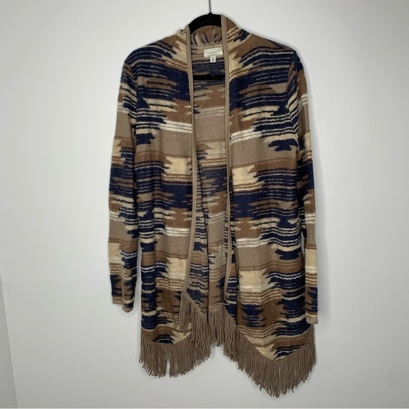 Lucky Brand boho Aztec fringe cardigan - Picture 1 of 8
